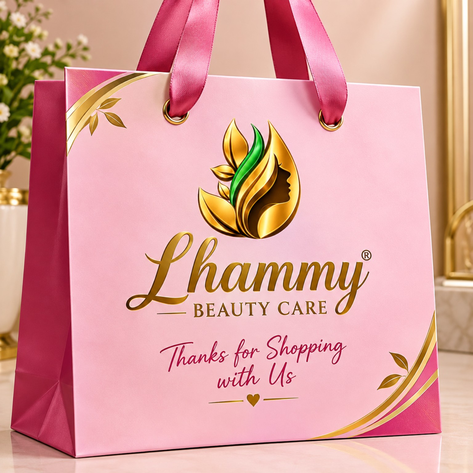 Lhammy Beauty Care branded shopping bag